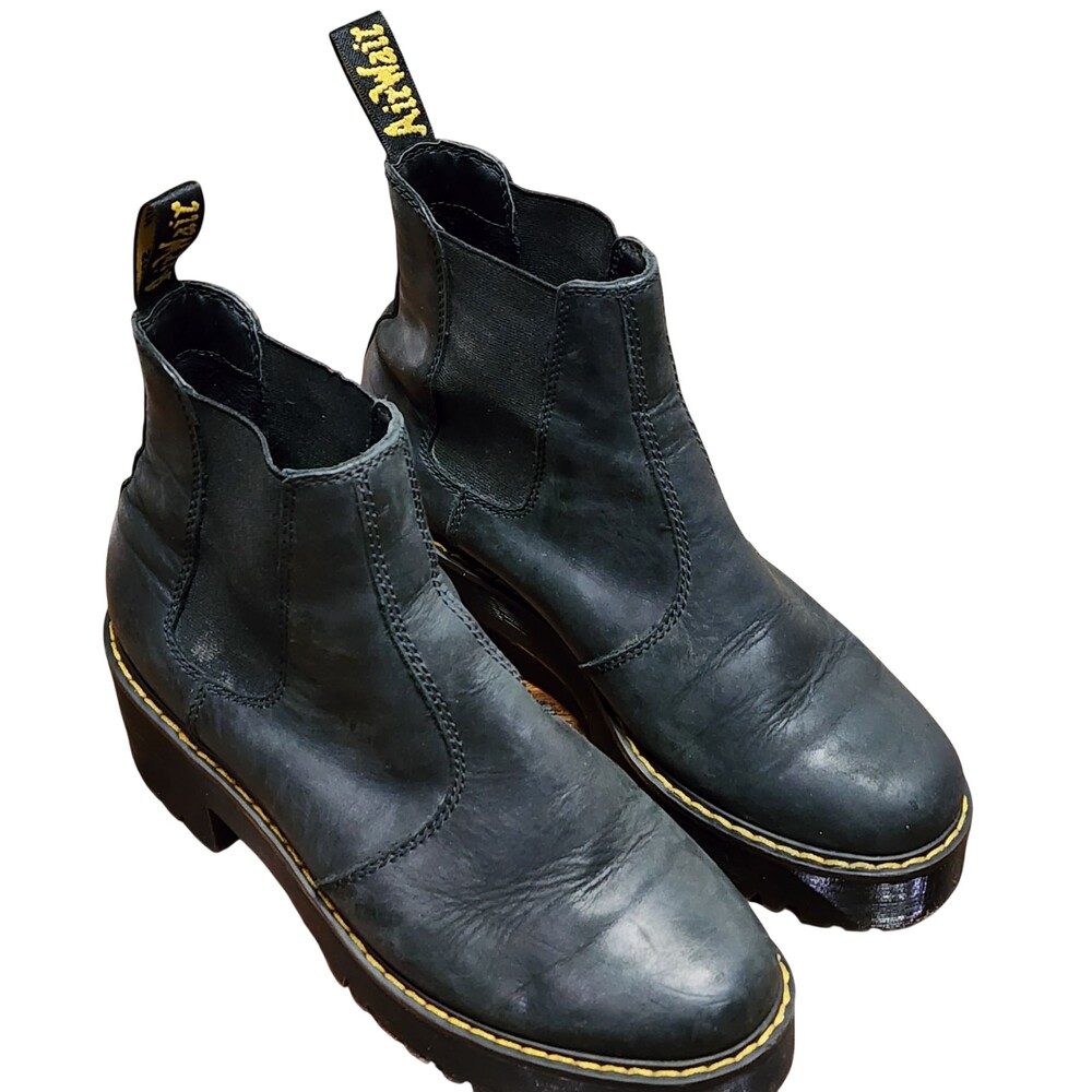 Dr. Martens Boots Womens Size 9 Black Rometty Chelsea Platform Ankle Lug Sole